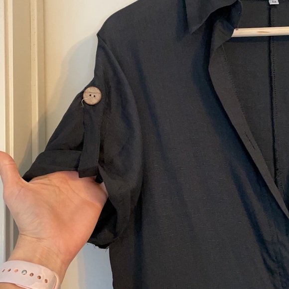 Black linen romper size M - Picture 2 of 3